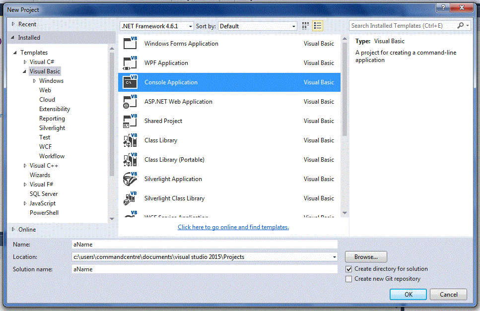 Visual Studio New Project