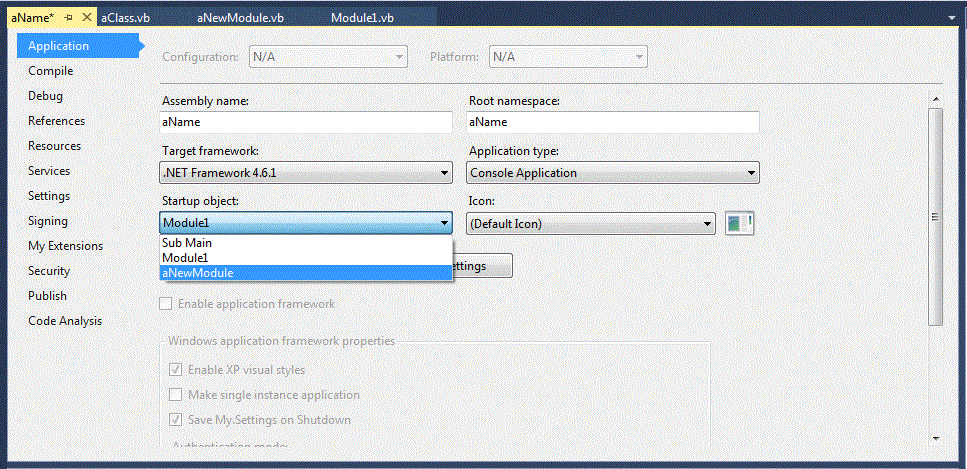 Visual Studio Select Module To Run